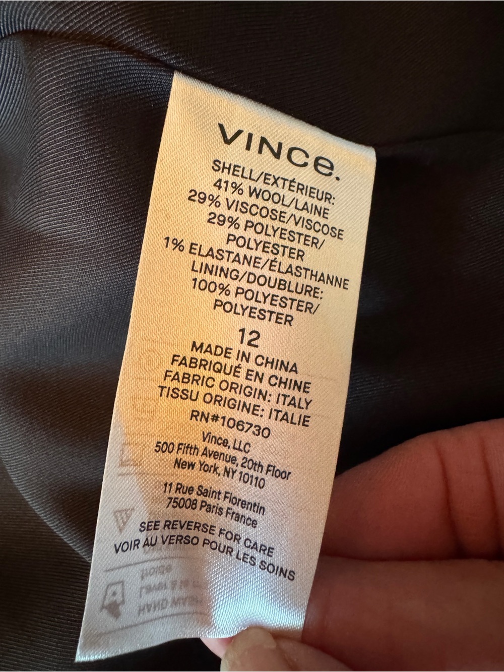 Vince Black Fine Suiting Wool Blend Single-Button Blazer Jacket - Size 12 - Picture 3 of 11